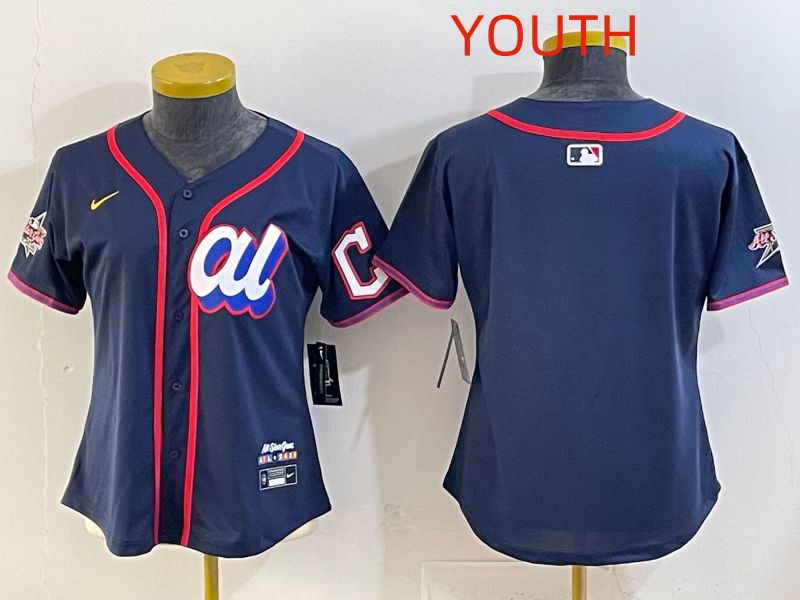Youth 2025 Cleveland Indians Blank Drak Blue All star Nike MLB Jersey style 01->youth mlb jersey->Youth Jersey